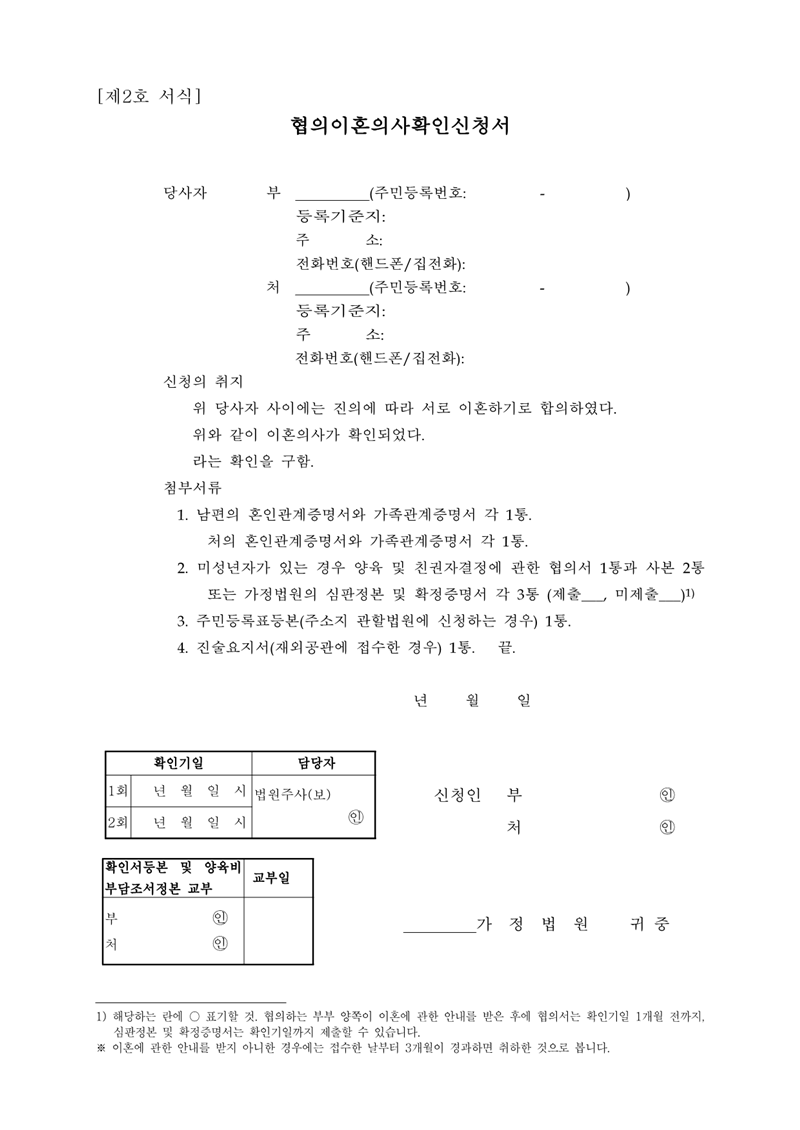 협의이혼의사확인신청서를 하루빨리 본래의 생활을 되찾기 위해서는